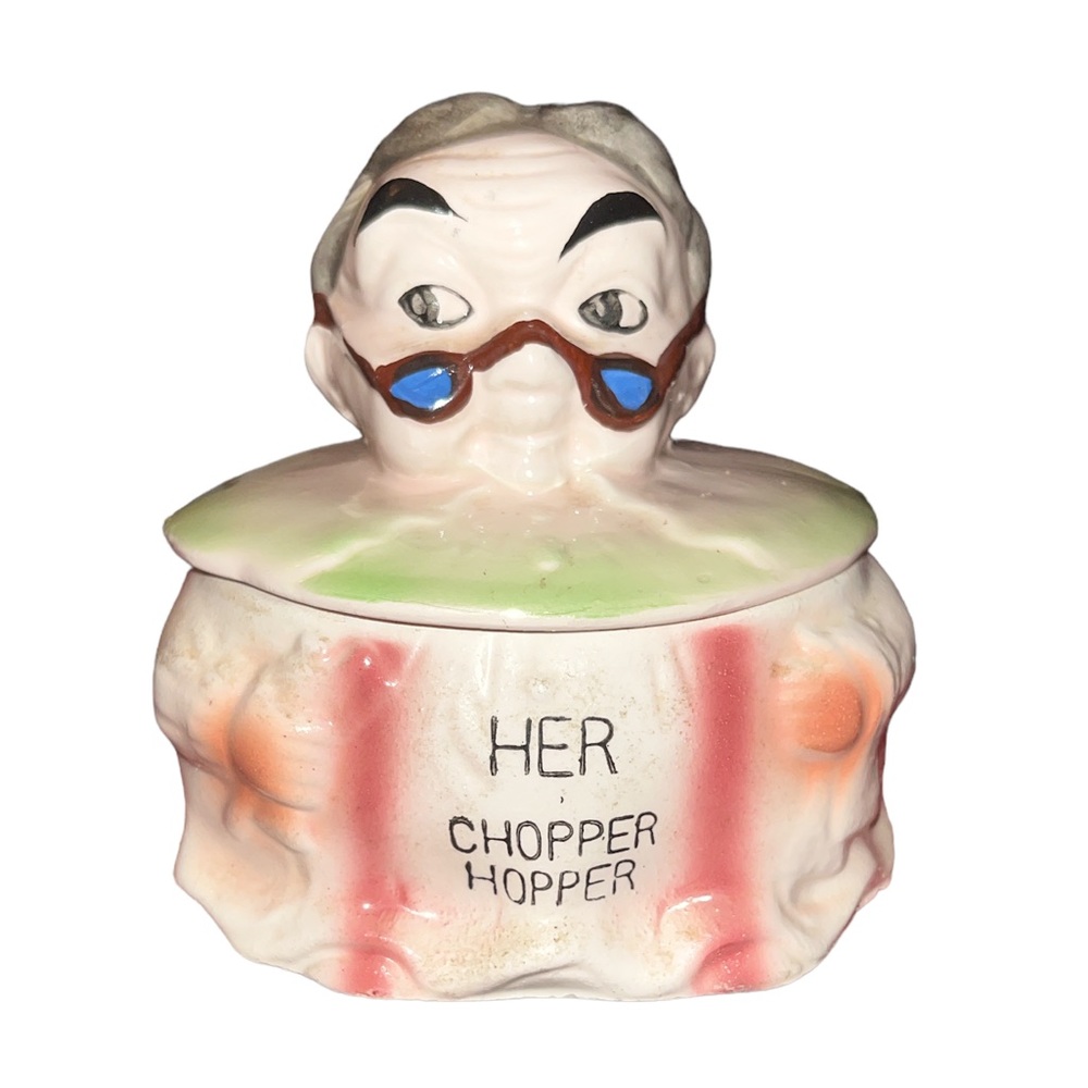 Vintage Her Chopper Hopper retainer/denture jar